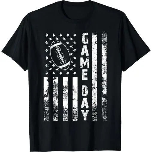 Game Day With Flag American Football Lovers Mom Dad T-Shirt Made in USA Hoodie, Sweatshirt | PureTeeCo.com