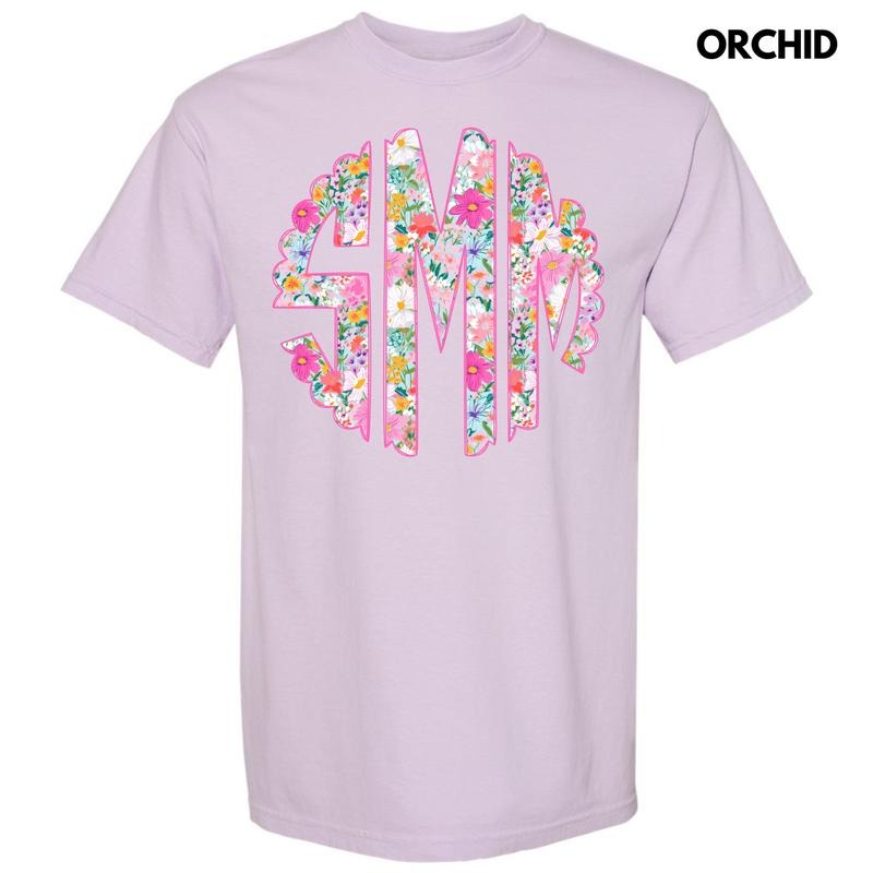 Garden Girl Monogram Comfort Colors T-Shirt 'NLB' Hoodie, Sweatshirt | PureTeeCo.com