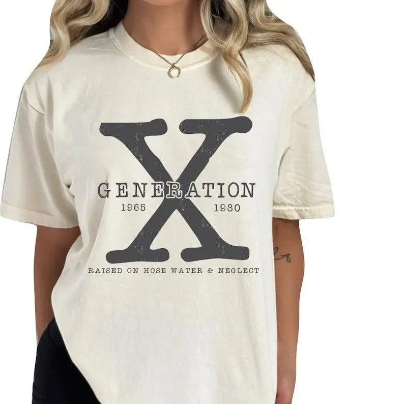 Gen X Comfort Colors T-Shirt, Generation X Shirt, Sarcastic T-Shirt, Raised on Hose Water and Neglect Tee Lady Collar...