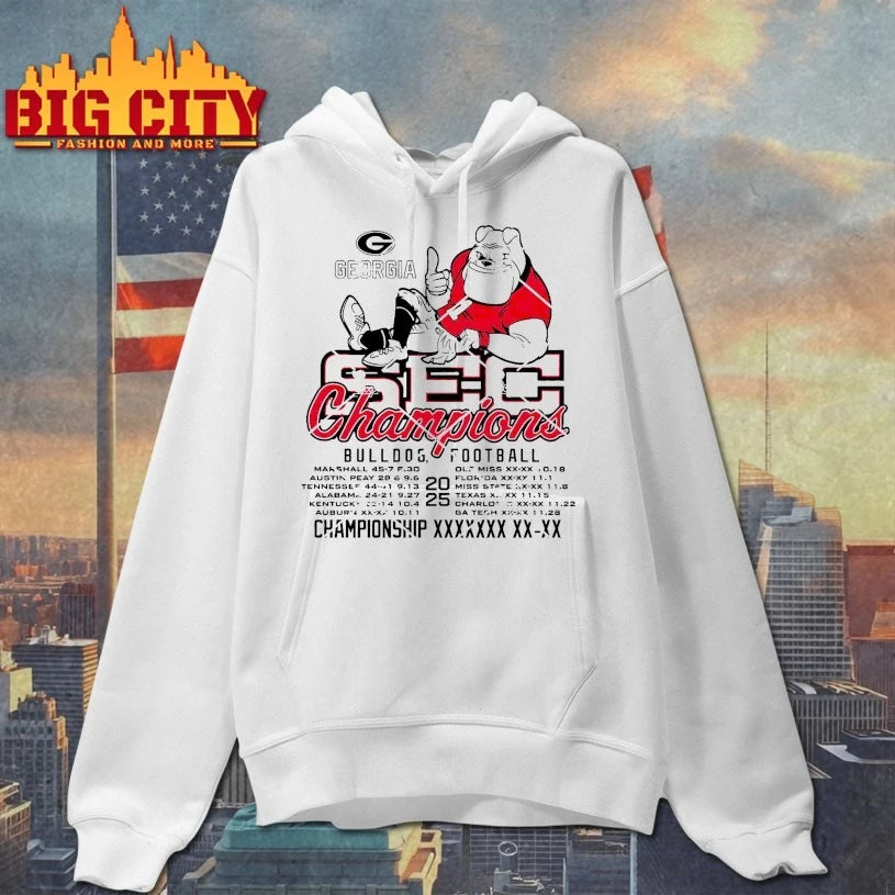 Georgia Bulldogs 2025 SEC Football Champions Recap Mascot shirt