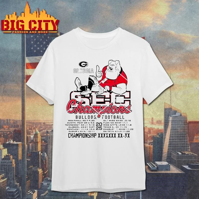 Georgia Bulldogs 2025 SEC Football Champions Recap Mascot shirt
