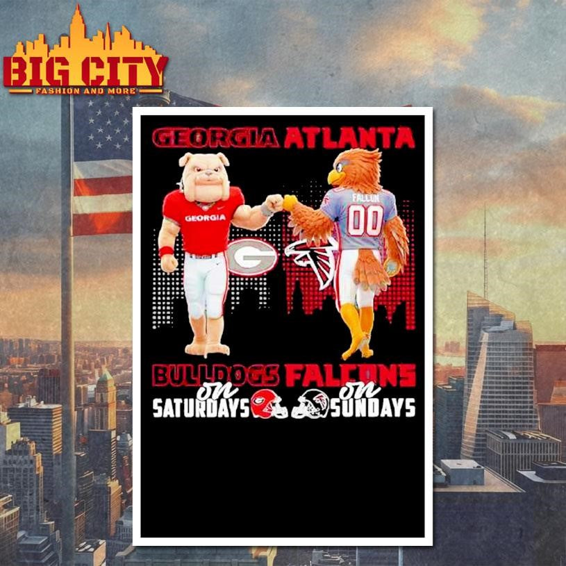 Georgia Bulldogs On Saturdays X Atlanta Falcons On Sundays Mascot Shirt