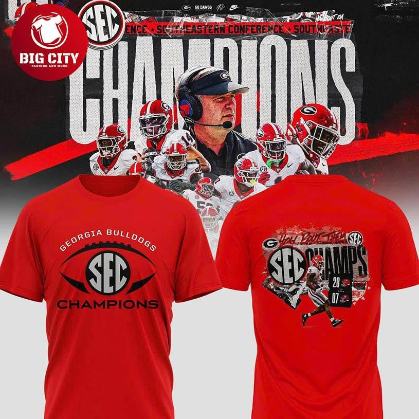 Georgia Bulldogs Southeastern Conference Football 2025 Champions Two Sided Shirt