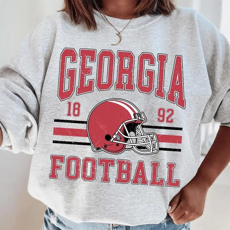 Georgia Football College Sweatshirt, Vintage Retro Style Football Tee, College Game Day Apparel Hoodie | PureTeeCo.com
