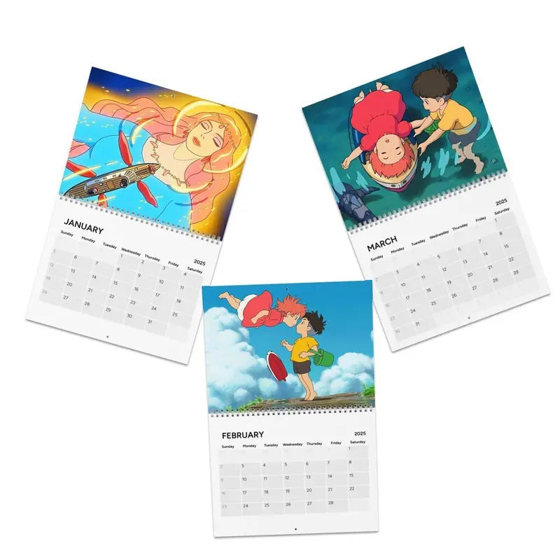 Ghibli 2025 Wall Calendar featuring Ponyo, Spirited Away, Arrietty, and more, Anime Calendar, Movie Calendar, Pop Culture...