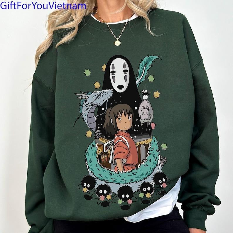 Ghibli Totoro Sweatshirt Gift, Ghibli No Face Hoodie, Hayao Miyazaki, Howl's Moving Castle, Calcifer T-Shirts | PureTeeCo.com