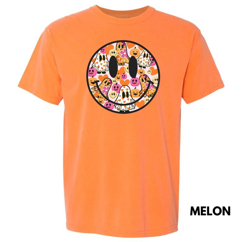 Ghost & Pumpkin Happy Face Comfort Colors T-Shirt 'NLB' Hoodie, Sweatshirt | PureTeeCo.com