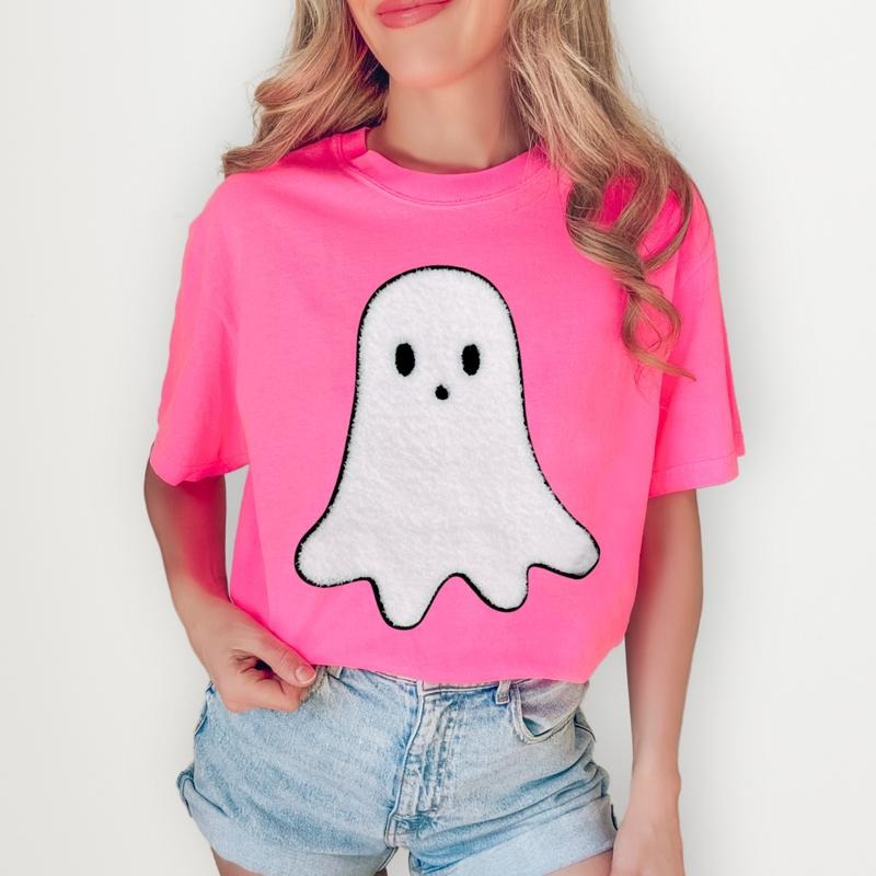 Ghost Fluffy Patch Comfort Colors T-Shirt Hoodie, Sweatshirt | PureTeeCo.com