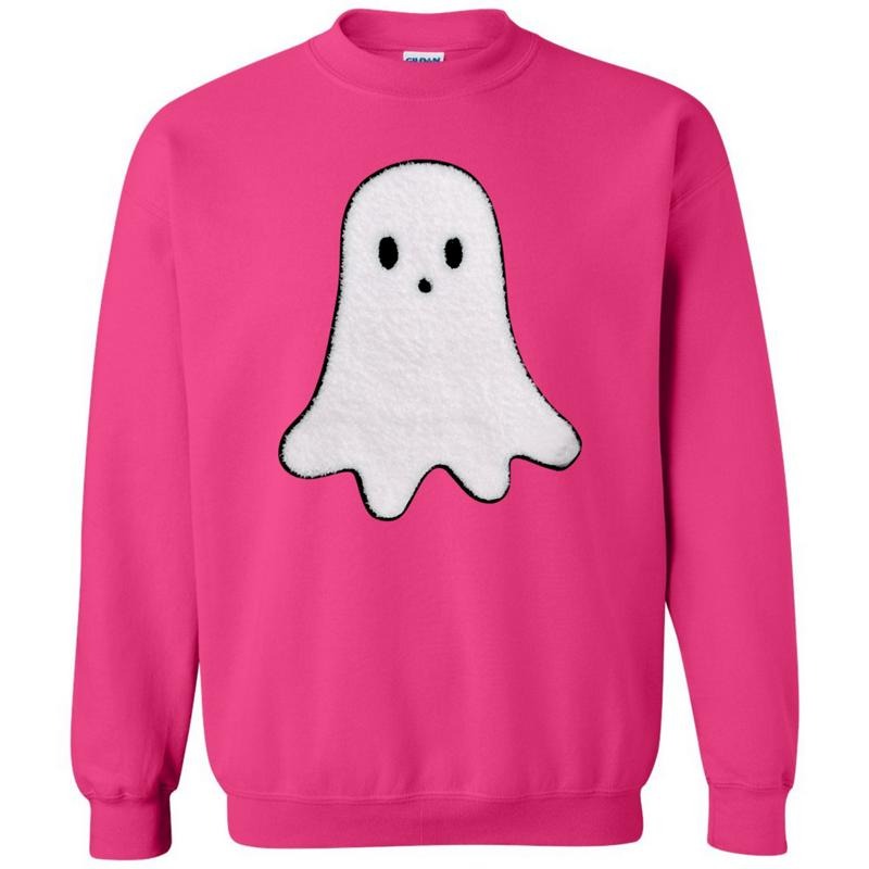 Ghost Fluffy Patch Sweatshirt T-Shirts, Hoodie | PureTeeCo.com