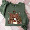 Ghost Reading Books Christmas Sweatshirt, Bookish Christmas Shirt, Book Christmas Sweatshirt, Christmas Bookish Gift,...