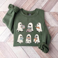 Ghost Reading Books Sweater, Bookish Halloween Sweatshirt, Halloween Teacher Gift, Librarian Halloween Hoodie, Ghost...
