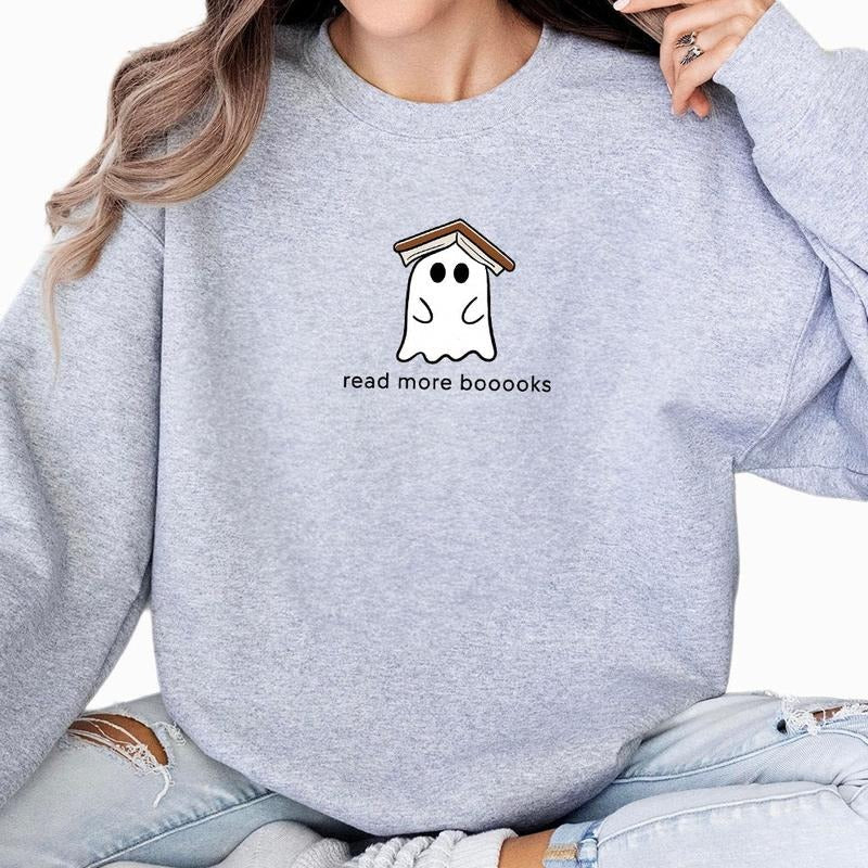 Ghost Reading Comfort T-Shirt, Read More Booooks Shirt, Fall Book Shirt, Book Lover Tee, Spooky Season, Ghost Book Lover...