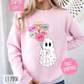 Ghost Valentine Sweatshirt, Valentine's Day Crewneck, Cute Women's Sweater T-Shirts, Hoodie | PureTeeCo.com