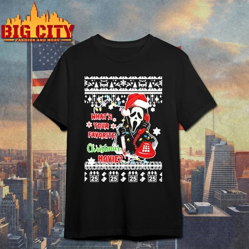 Ghostface what’s Your favorite christmas movie ugly christmas shirt