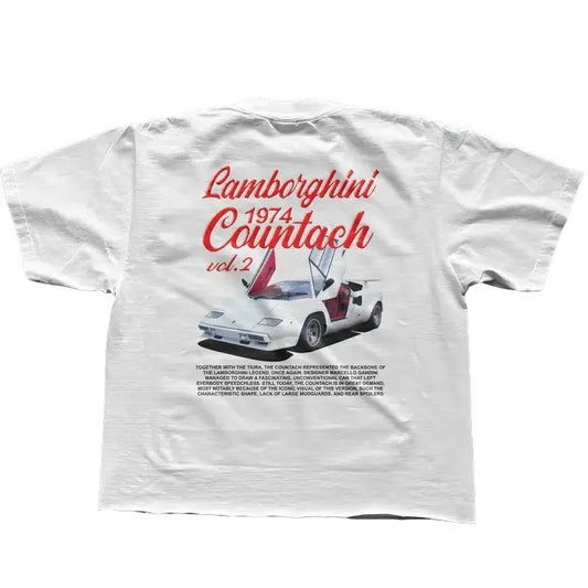 Lamborghini Countach - 1974 Print Original Art Car Shirt Poster Type Design for Birthday / Gifts For Car Guys / Gift for Dad , Menswear Top Underwear Streetwear
