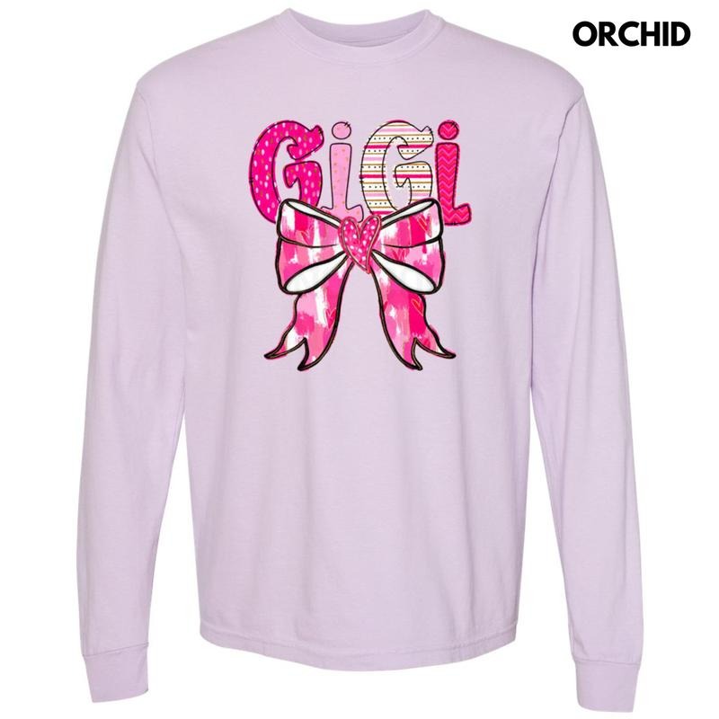 Gigi Valentine Coquette Long Sleeve Comfort Colors T-Shirt Hoodie, Sweatshirt | PureTeeCo.com