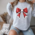 Gildan Christmas Santa Bow Crewneck Sweatshirt Comfortable Fit Loose Womenswear Cute Casual Long Sleeve Tops Soft...