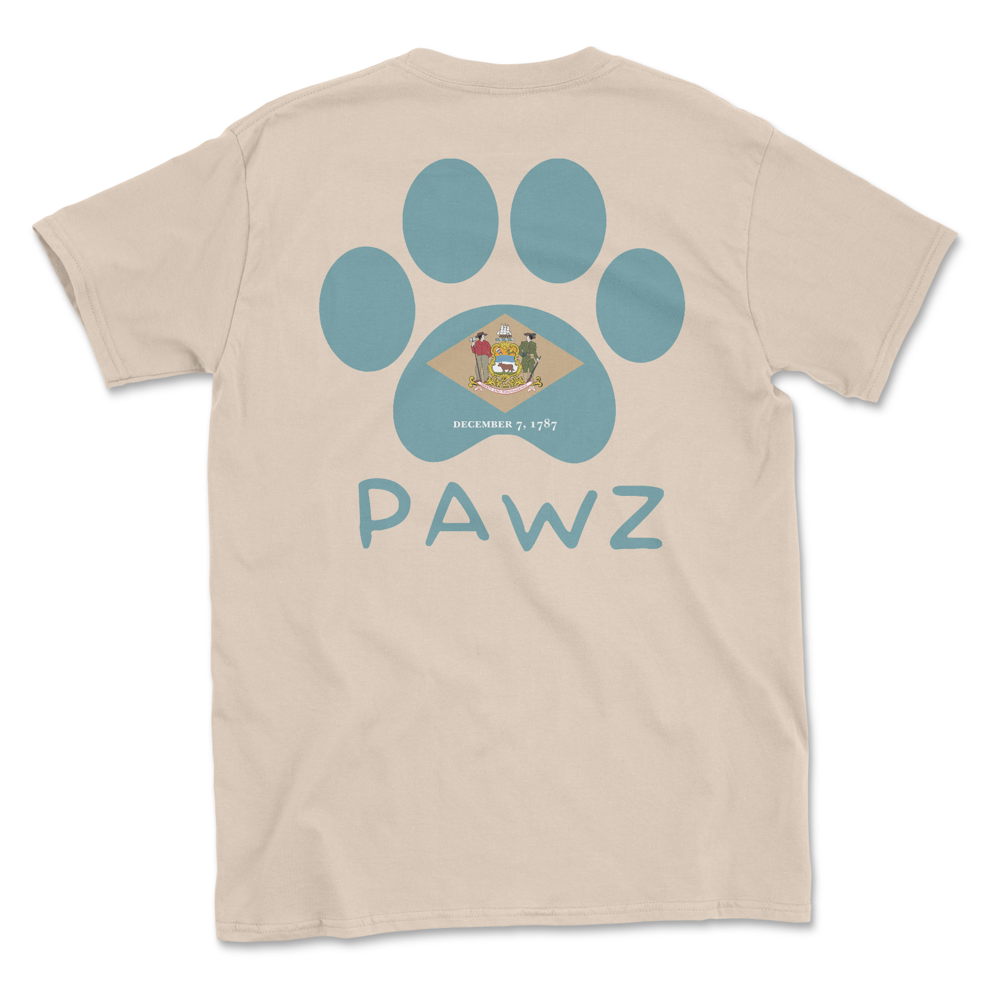 Delaware Flag Paw (Adult Short Sleeve T-Shirt) Hoodie, Sweatshirt | PureTeeCo.com (Image 1)