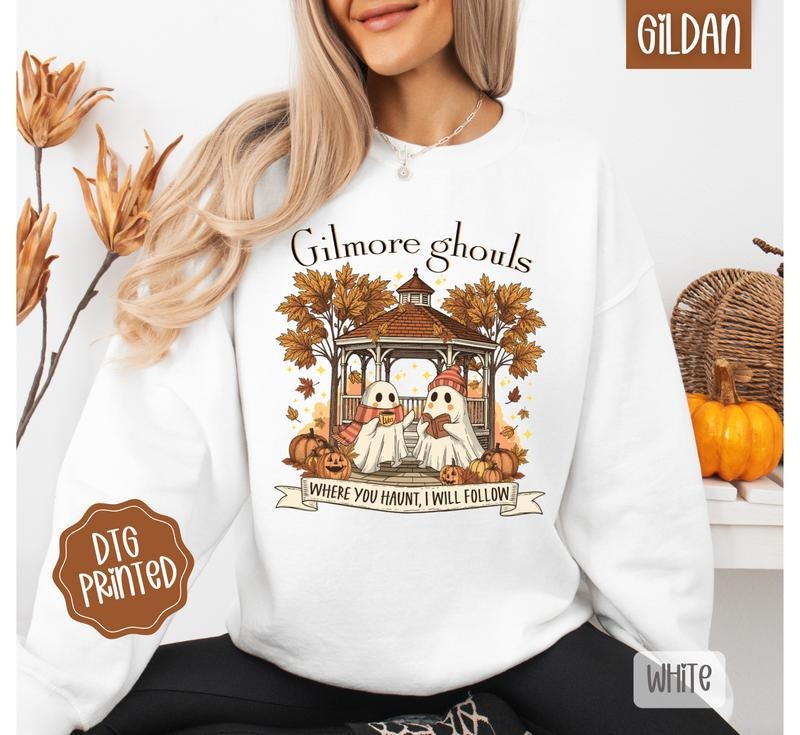 Gilmore Ghouls Sweatshirt, Trendy Women's Autumn Crewneck T-Shirts, Hoodie | PureTeeCo.com