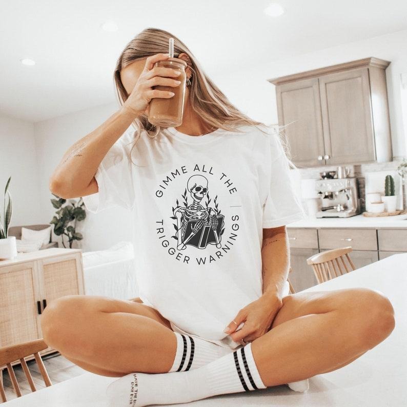 Gimme All the Trigger Warnings Shirt, Dark Romance TShirt, Bookish Tee, Booktok Merch, Funny Gift for Readers, Book Club...