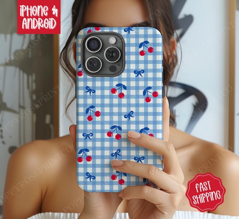 Gingham Cherry Phone Case, Coquette Phone Case Mag Safe Compatible, Magnetic Tough Cases T-Shirts, Hoodie, Sweatshirt
