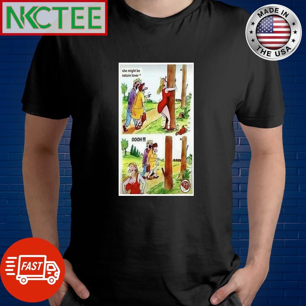 Girl hugging tree shirt