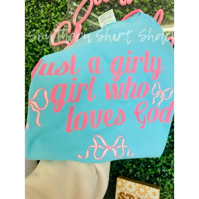 Girly who loves God t shirt |  Lagoon Blue comfort colors shirt | Hoodie, Sweatshirt | PureTeeCo.com