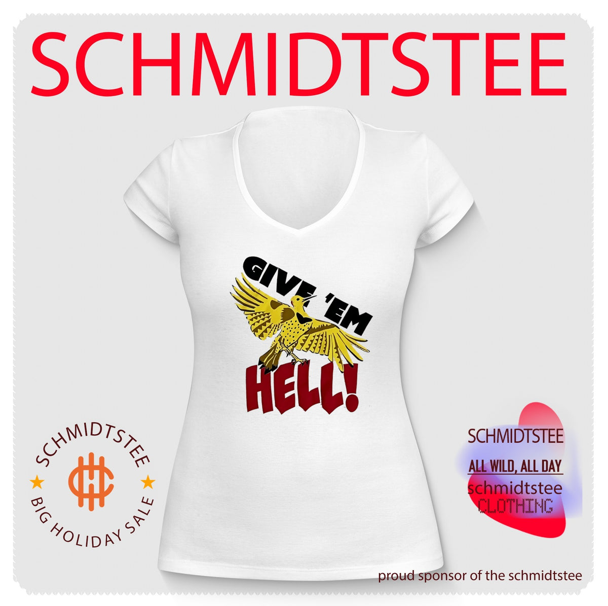 Give ‘Em Hell Yellow Flicker Bird Woodpecker shirt