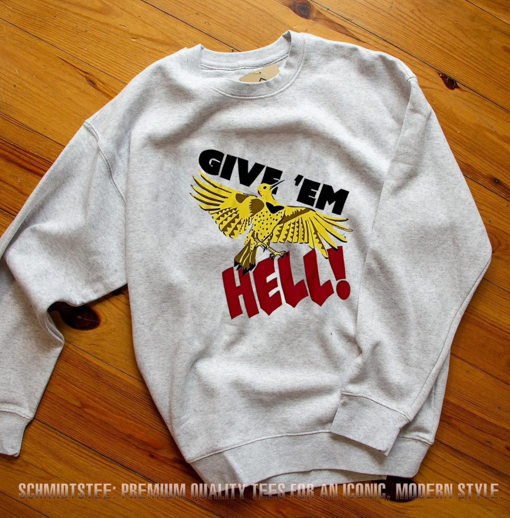 Give ‘Em Hell Yellow Flicker Bird Woodpecker shirt