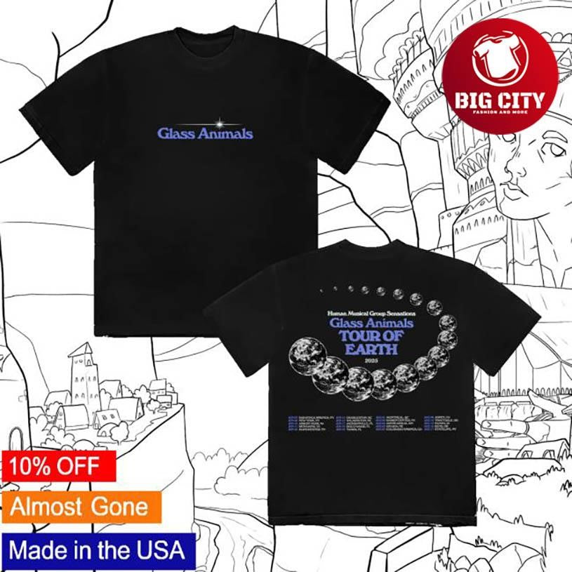 Glass Animals Black North American Tour Of Earth 2025 Dateback Two Sided Shirt