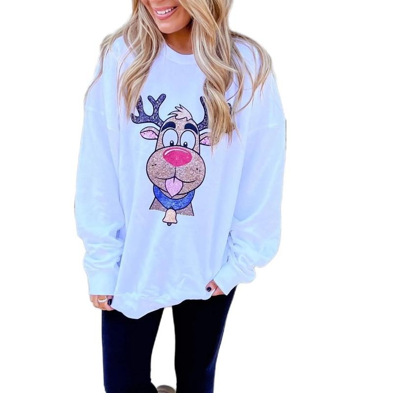 Glitter Reindeer Graphic Top T-Shirts, Hoodie, Sweatshirt | PureTeeCo.com
