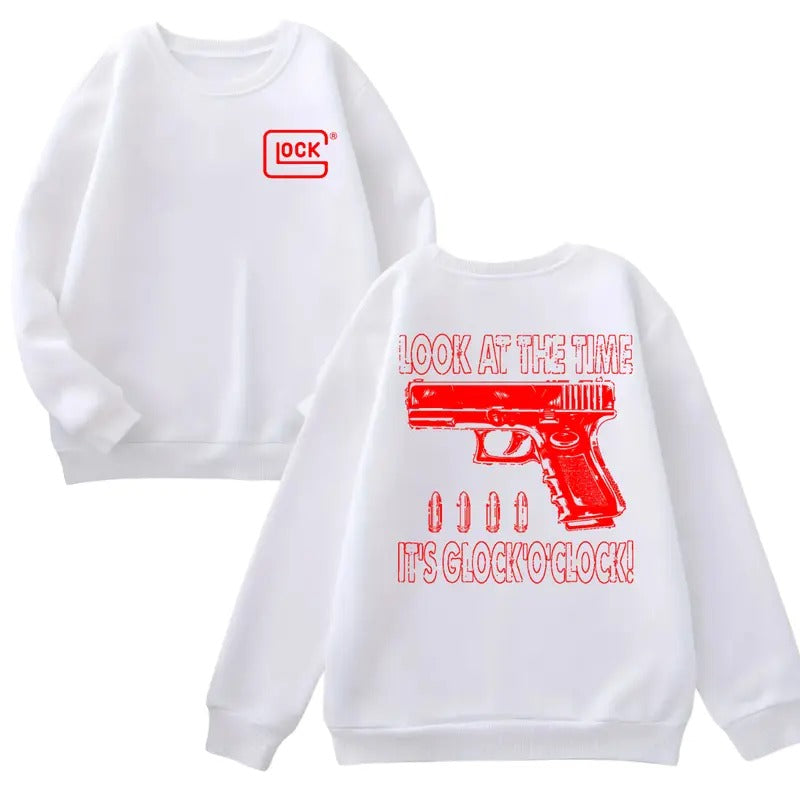 Glock Double Sided Hoodie & Sweater , Look At The Time - It's Glock o'Clock! Shirt, Glock Sweatshirt, Men's & Women's...