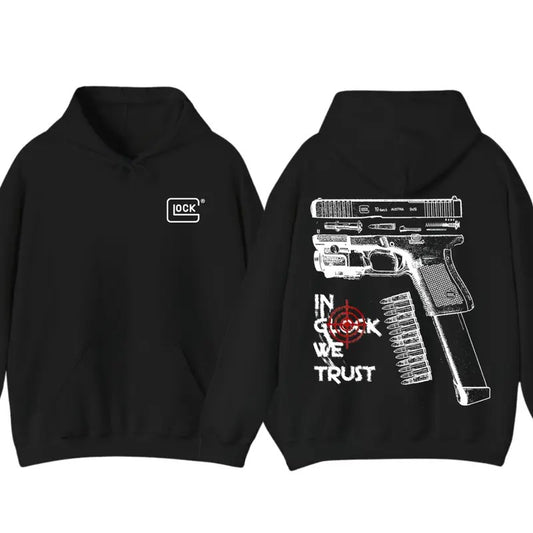 Glock Tshirt Hoodie IN GLOCK WE TRUST Tshirt Double Side T-Shirt Hot Trend for men for women