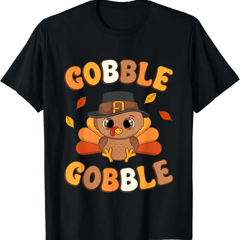 Gobble Turkey Day Happy Thanksgiving Women Toddler Girl Boy T-Shirt Hoodie, Sweatshirt | PureTeeCo.com