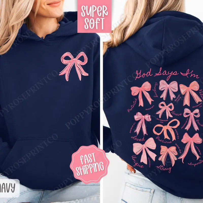 God Says I Am Hoodie, Religious Women's Hooded Sweatshirt, Trendy Women's Hoodie T-Shirts | PureTeeCo.com