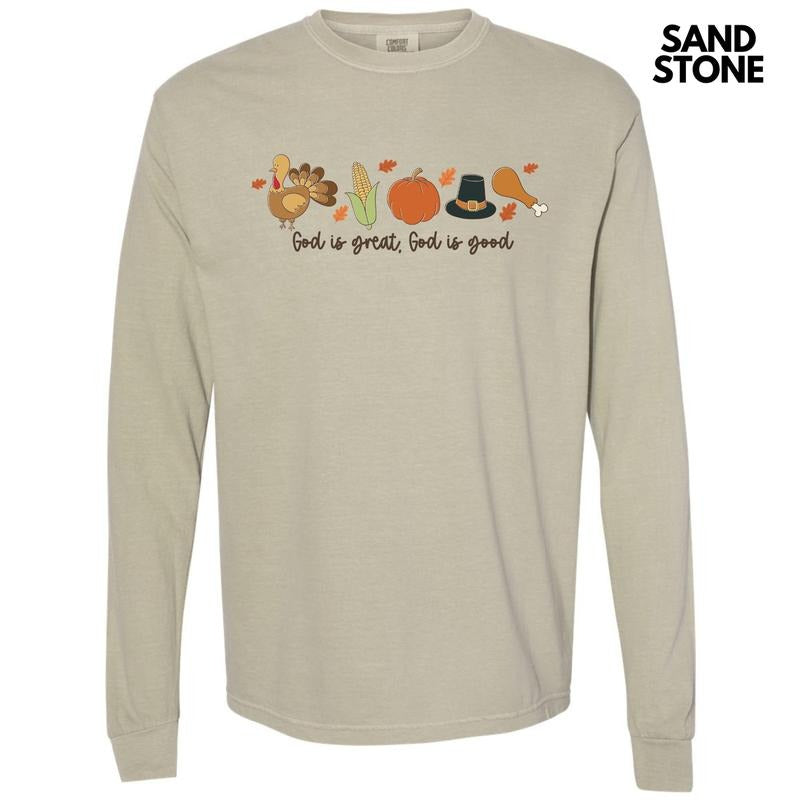 God is Great Long Sleeve Comfort Colors T-Shirt 'NLB' Hoodie, Sweatshirt | PureTeeCo.com