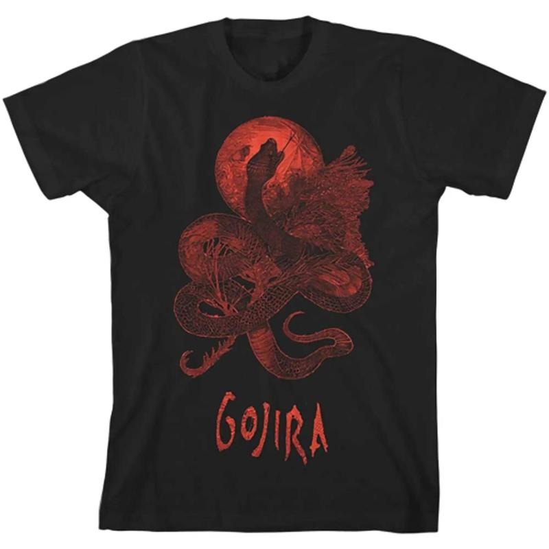 Gojira Serpant Moon T-Shirt Fully Menswear Top Underwear Tshirt Streetwear Man Shortsleeve Tropical Bestie Crewneck Round...