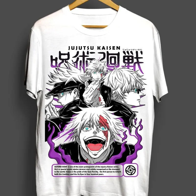 Gojo Satoru T-Shirt Jujutsu Kaisen Anime Horror Funny Gift Shirt All Size Hoodie, Sweatshirt | PureTeeCo.com