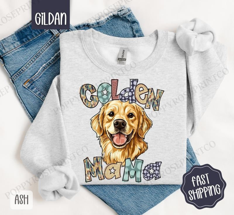 Golden Retriever Mama Sweatshirt, Women's Crewneck, Cute Dog Mom Women's Sweatshirt T-Shirts, Hoodie | PureTeeCo.com