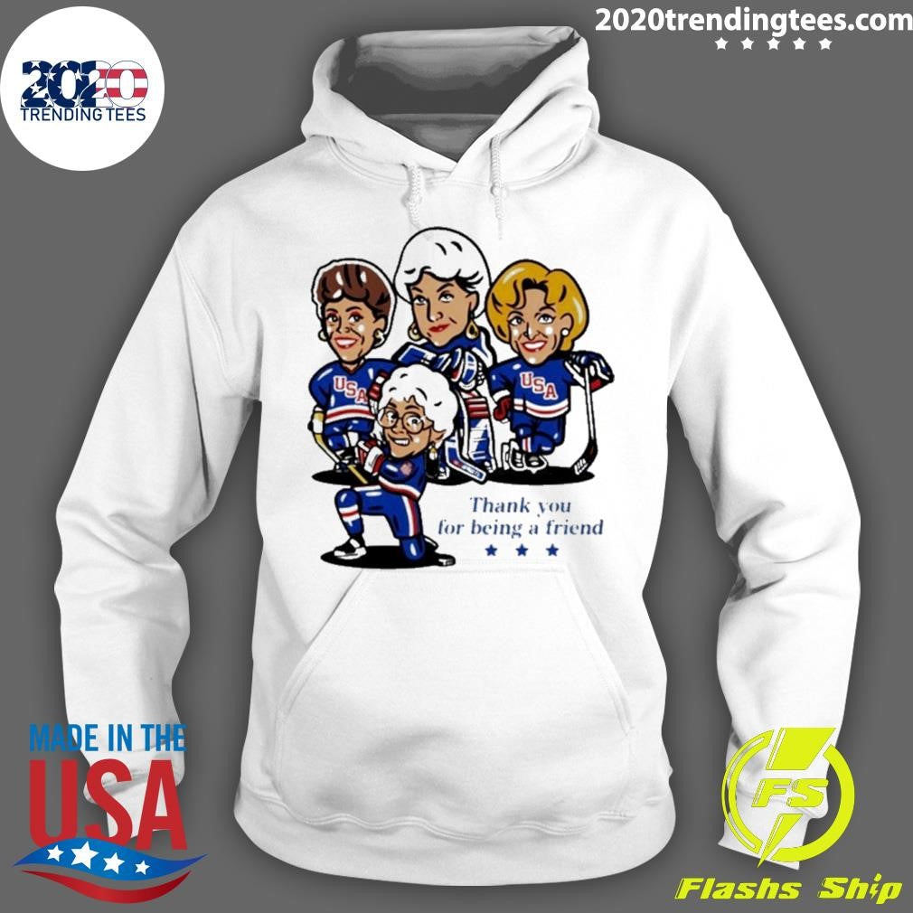 Golden Usa Girls Hockey Thank You For Being A Friend Cartoon Shirt