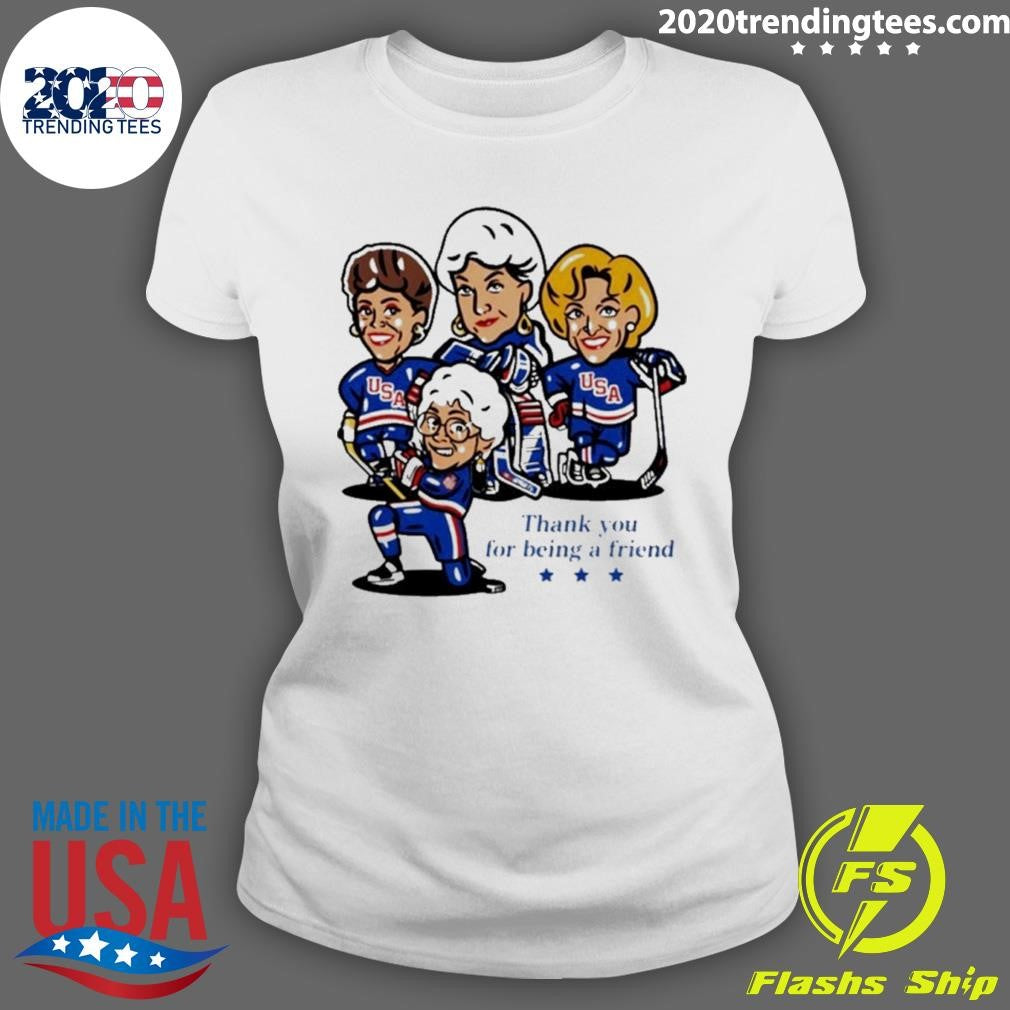 Golden Usa Girls Hockey Thank You For Being A Friend Cartoon Shirt