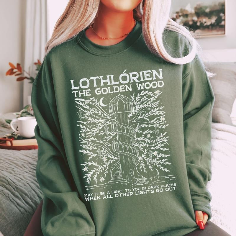 Golden Wood Sweatshirt, Second Breakfast Hoodie, Hobbitcore Shirt, Lothlorien Crewnek Shirt, Lotr Womenswear Sweater,...