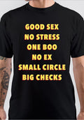 Good Sex No Stress One Boo No Ex Quote Black T-Shirt Hoodie, Sweatshirt | PureTeeCo.com