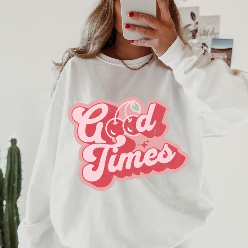 Good Times Cherry Sweatshirt ~ Sweatshirt Unisex Apparel Relaxed Fit Printed in the USA Clothing Womenswear Casual and...