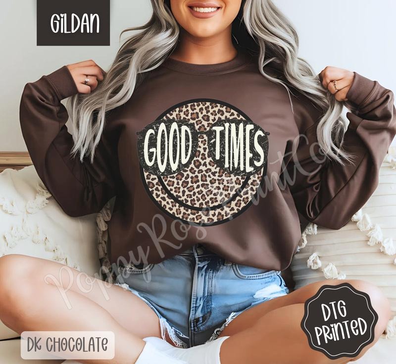 Good Times Smile Sweatshirt, Women's Graphic Sweatshirt T-Shirts, Hoodie | PureTeeCo.com