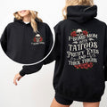 Gothic F-Bomb Mom Hoodie, Tattoos Pretty Eyes and Thick Thighs Mama Graphic Hoodies, Tatted Moms Club Hoodie, Gift For...