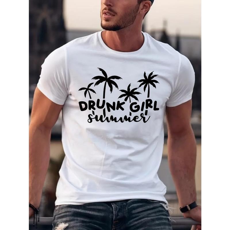 Graphic Printed T-shirt Men's Casual Summer And Autumn Slightly Elastic Round Neck T-shirt Made in USA Hoodie, Sweatshirt