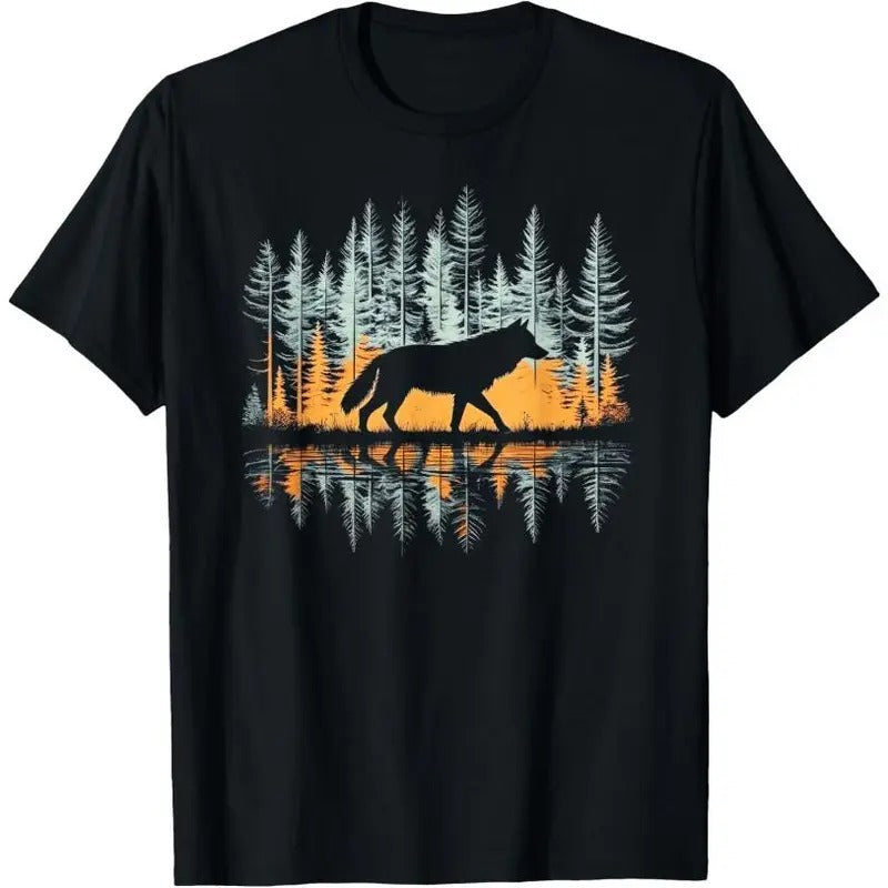 Graphic Tee Wolf Forest Nature Wildlife Outdoor T-Shirt Hoodie, Sweatshirt | PureTeeCo.com