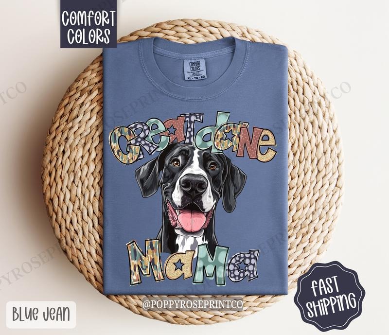 Great Dane Mama Comfort Colors, Dog Mom Tee, Cute Mama Women's Tshirt Hoodie, Sweatshirt | PureTeeCo.com