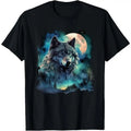 Grey Wolf Hunting Grounds Icy Moon Forest Galaxy T-Shirt Hoodie, Sweatshirt | PureTeeCo.com